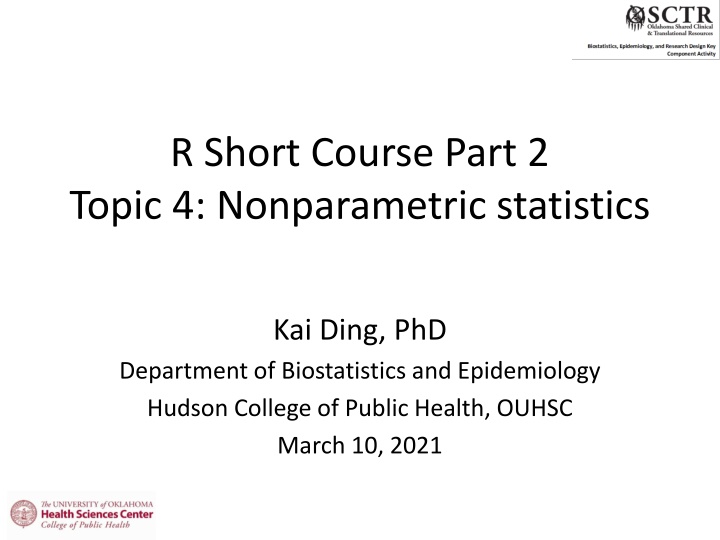 r short course part 2 topic 4 nonparametric