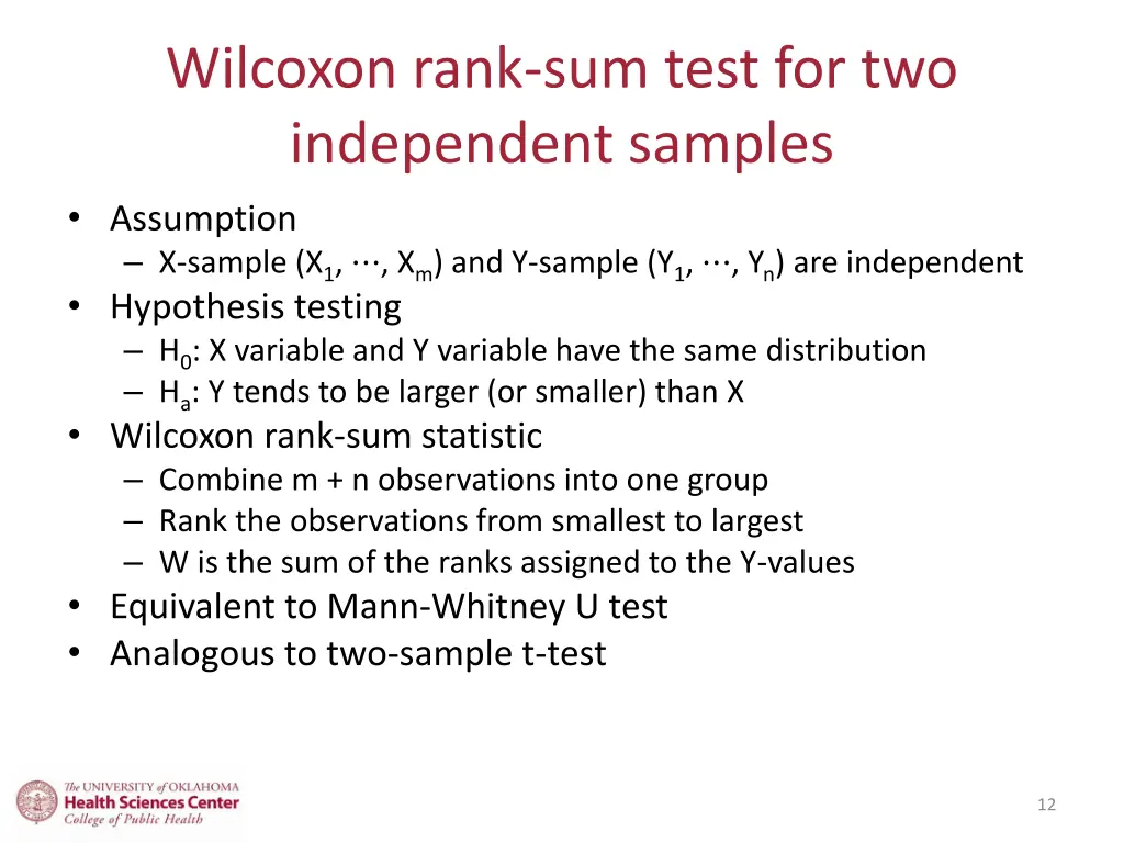 wilcoxon rank sum test for two independent