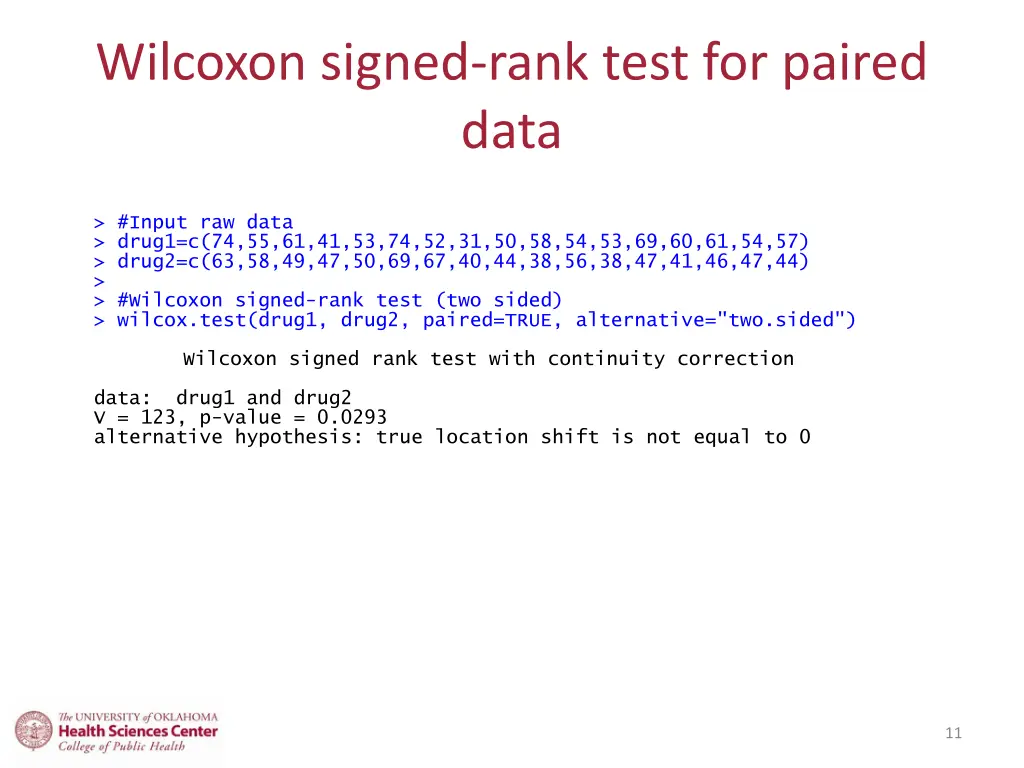 wilcoxon signed rank test for paired data