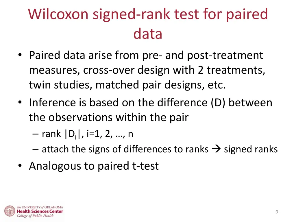 wilcoxon signed rank test for paired data paired