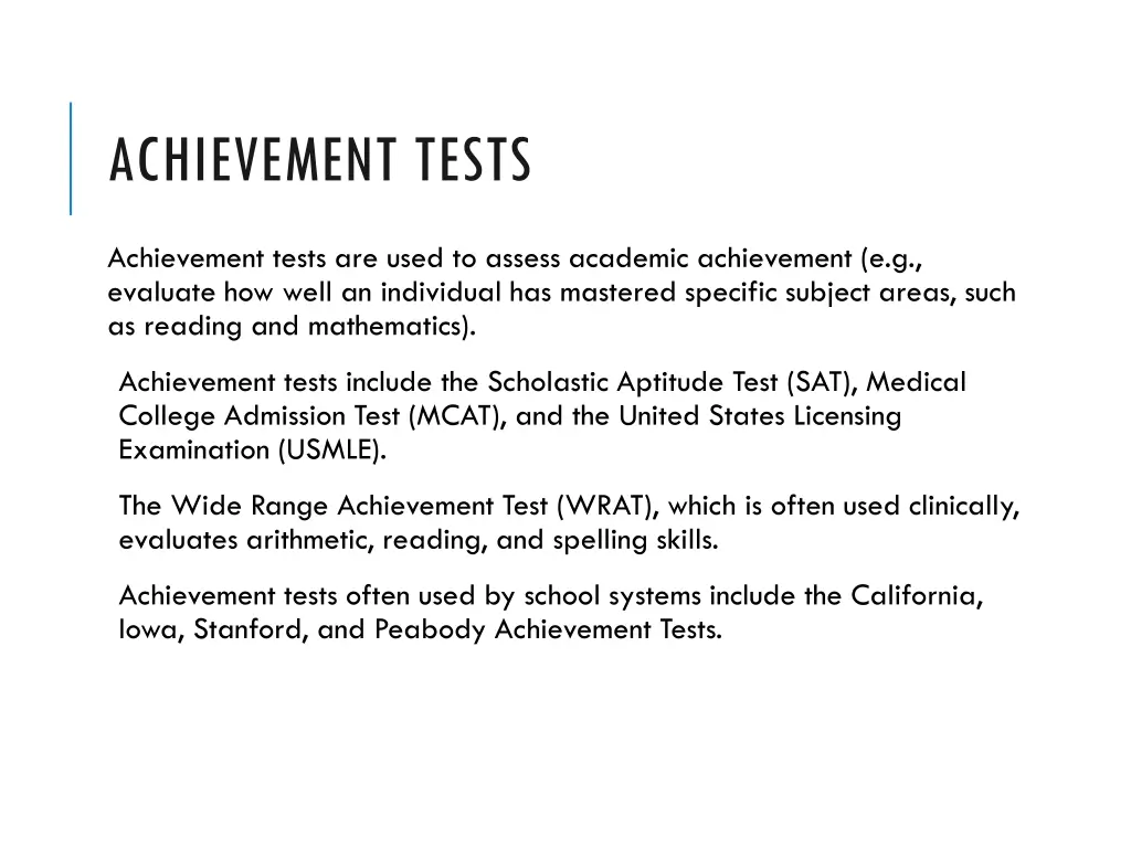 achievement tests