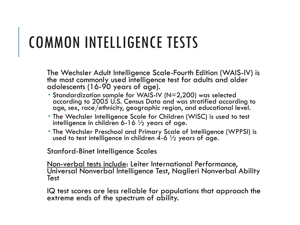 common intelligence tests