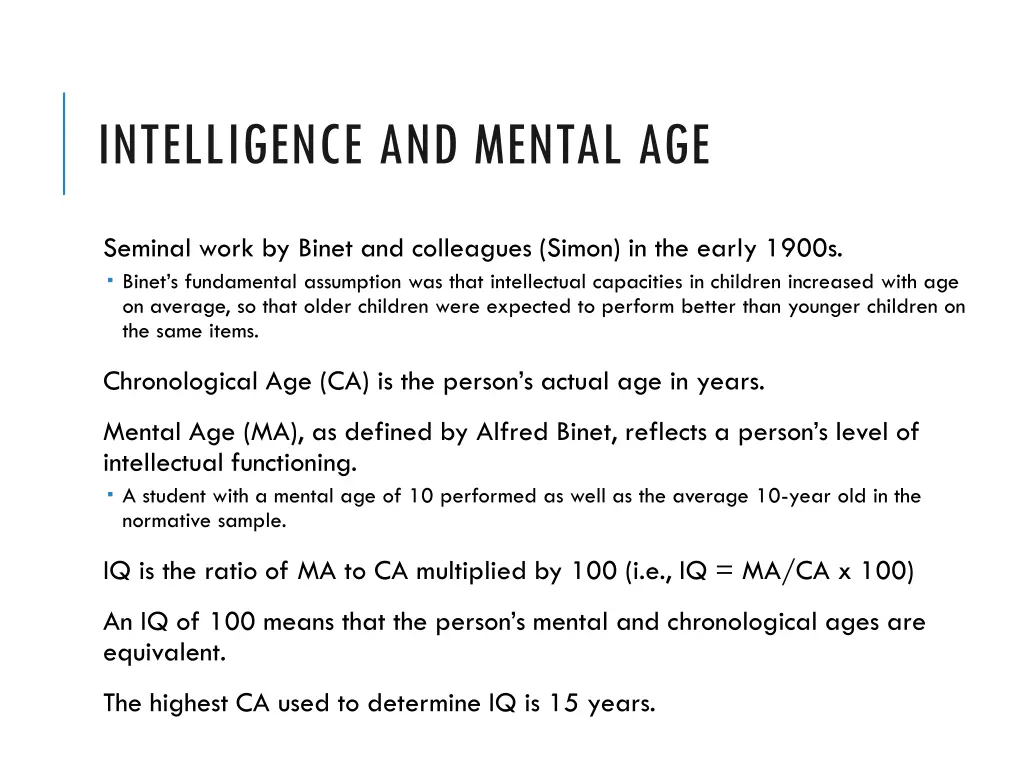 intelligence and mental age