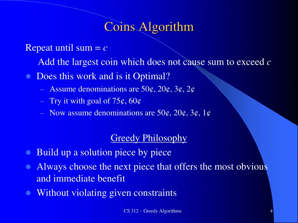 coins algorithm