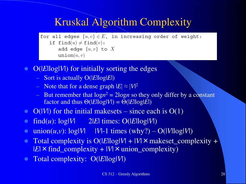 kruskal algorithm complexity