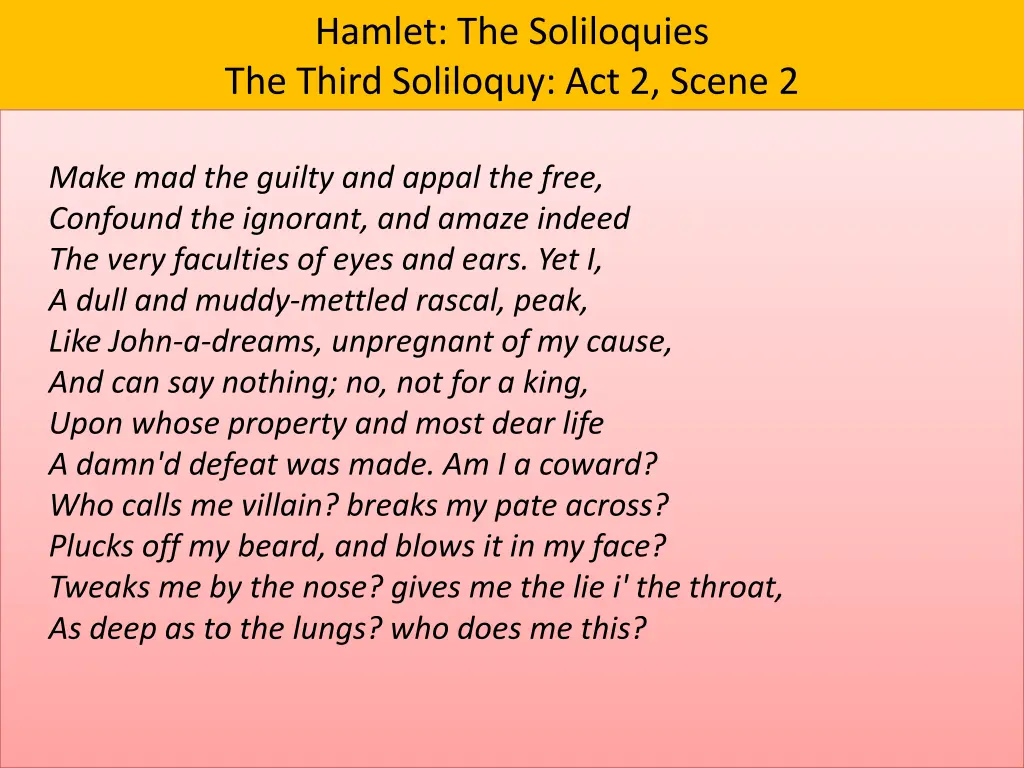 hamlet the soliloquies the third soliloquy 1