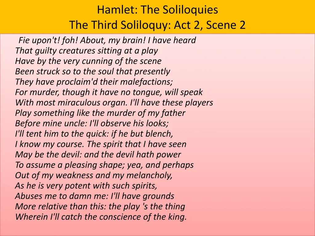 hamlet the soliloquies the third soliloquy 3