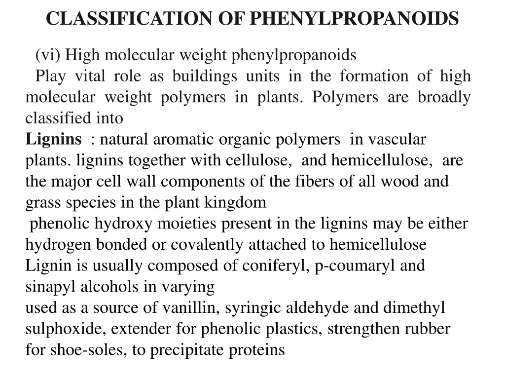 classification of phenylpropanoids 8