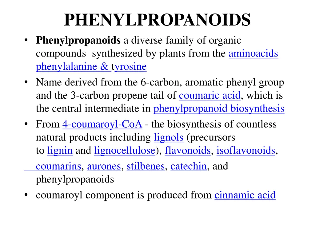 phenylpropanoids phenylpropanoids a diverse