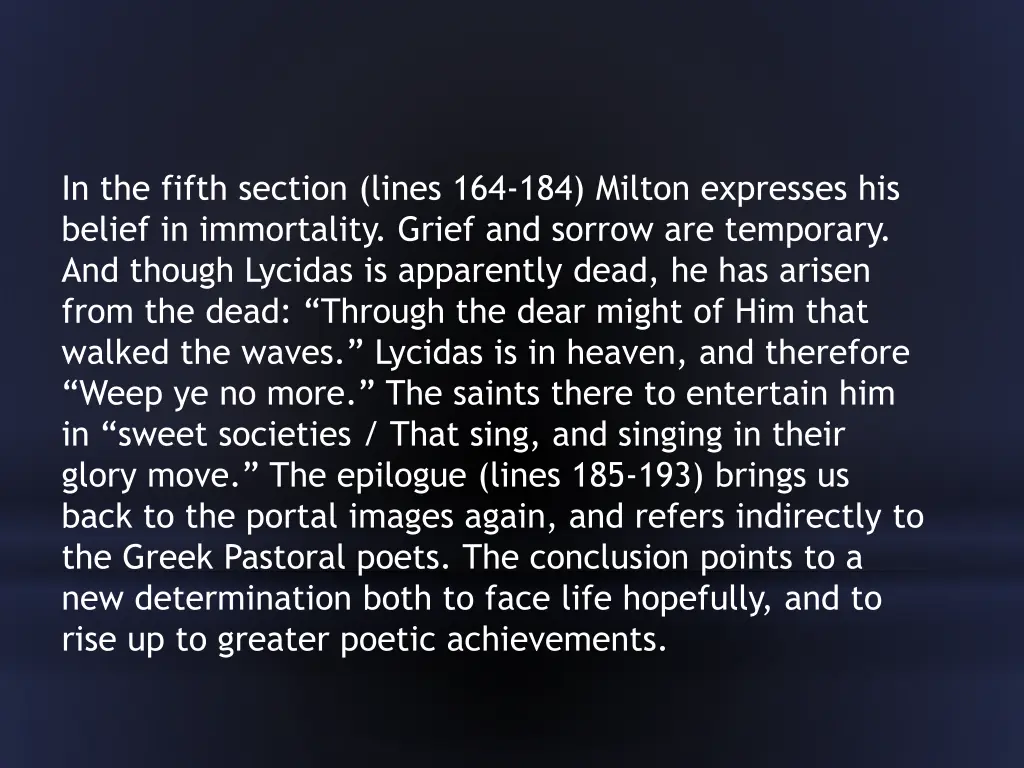 in the fifth section lines 164 184 milton