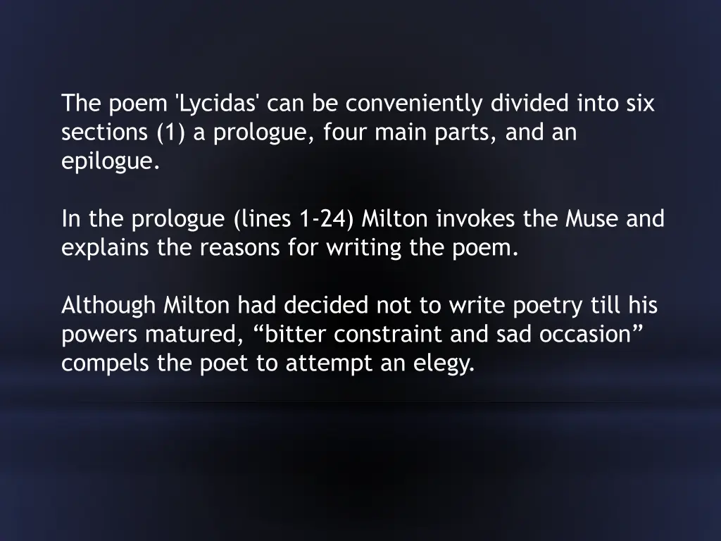 the poem lycidas can be conveniently divided into