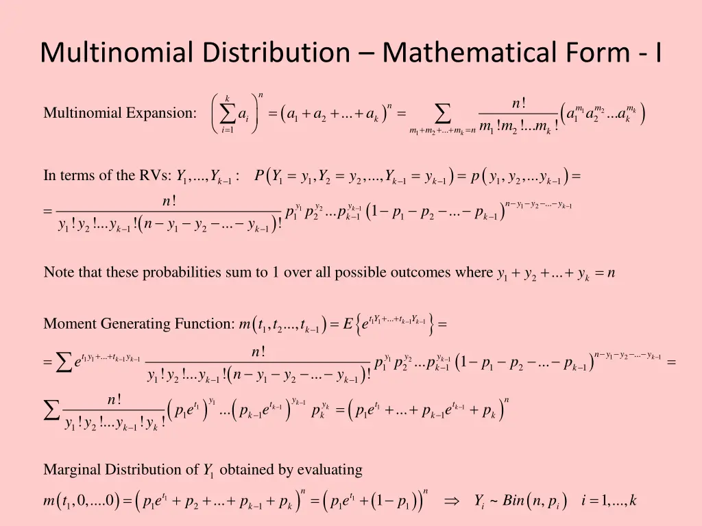 multinomial distribution mathematical form i