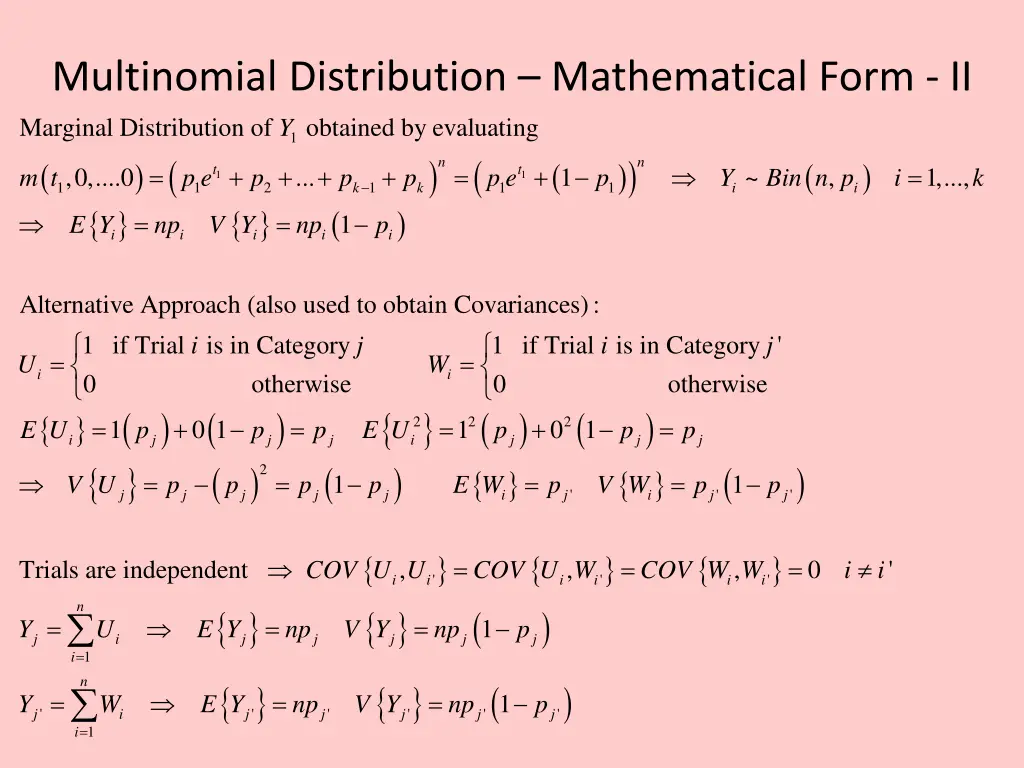 multinomial distribution mathematical form