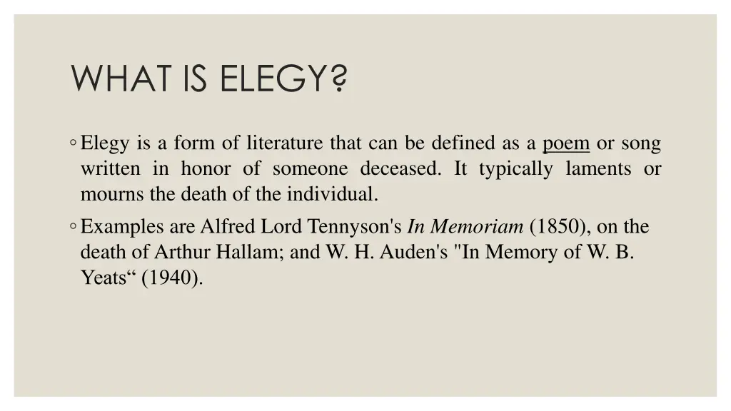 what is elegy