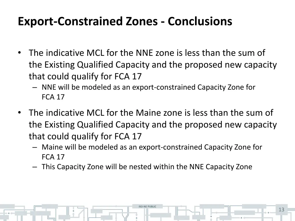 export constrained zones conclusions