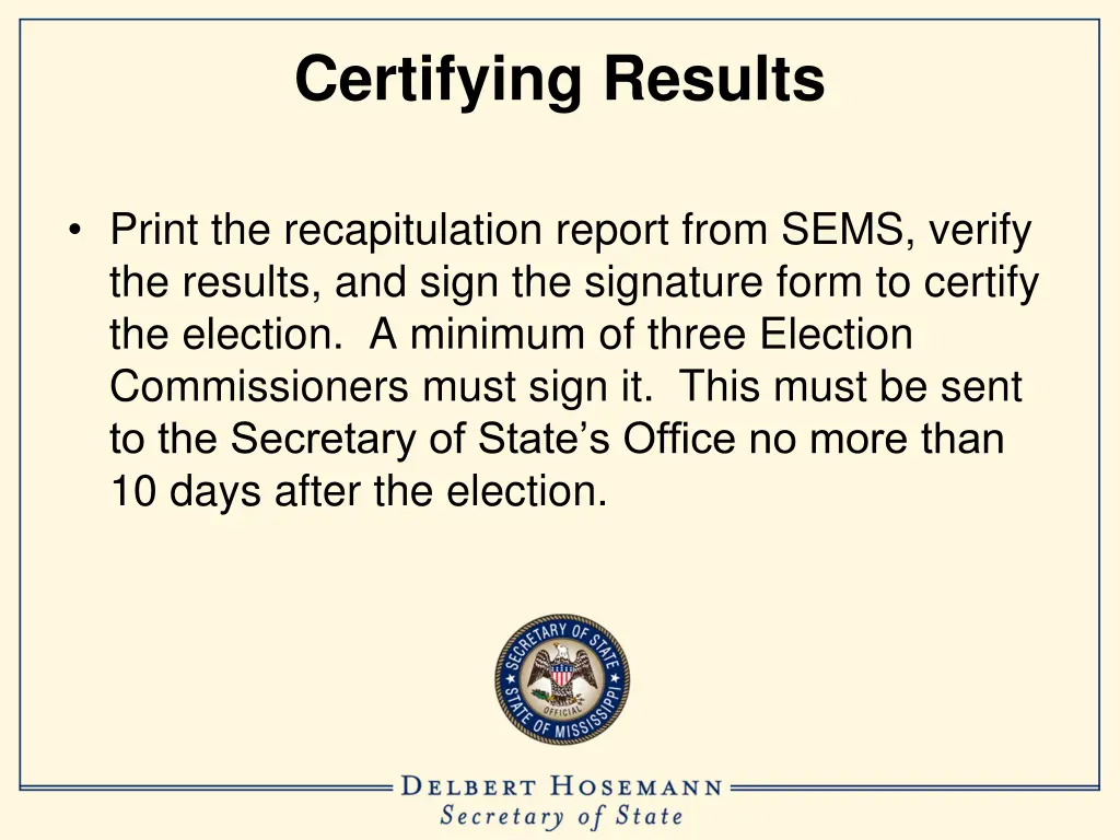 certifying results