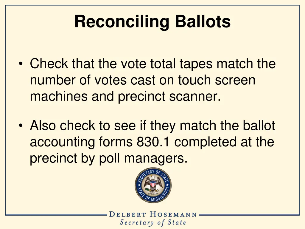 reconciling ballots