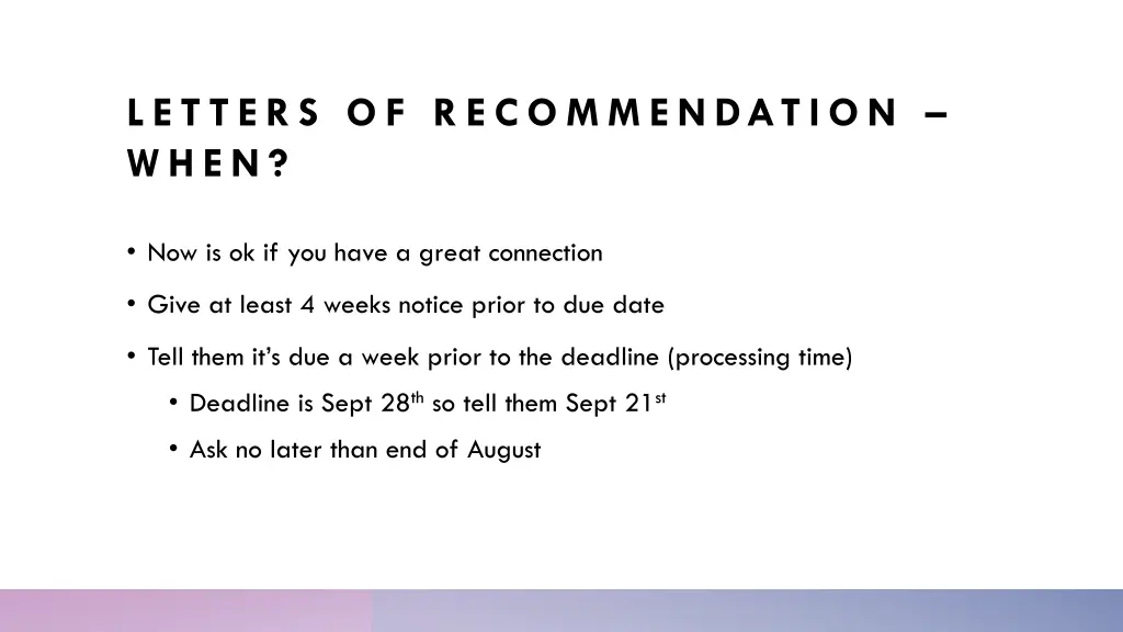 letters of recommendation when