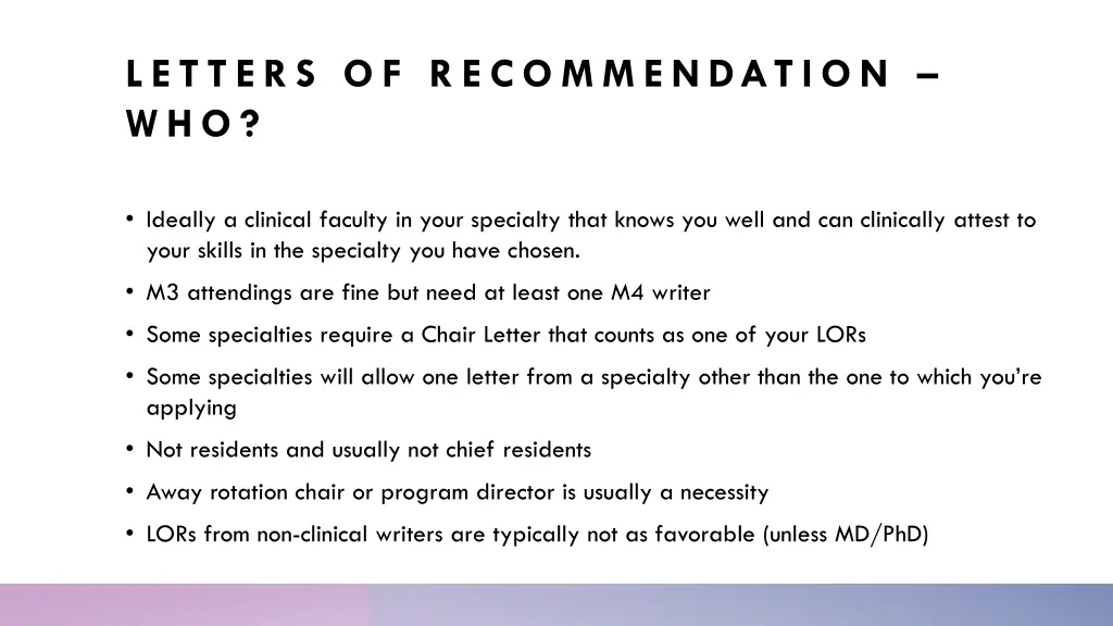 letters of recommendation who