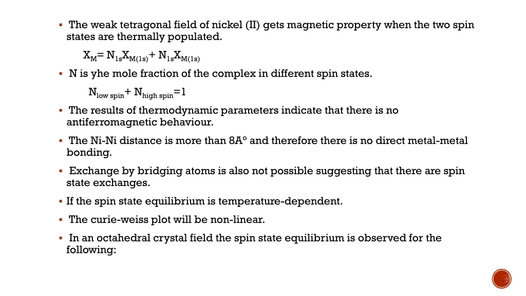 the weak tetragonal field of nickel ii gets