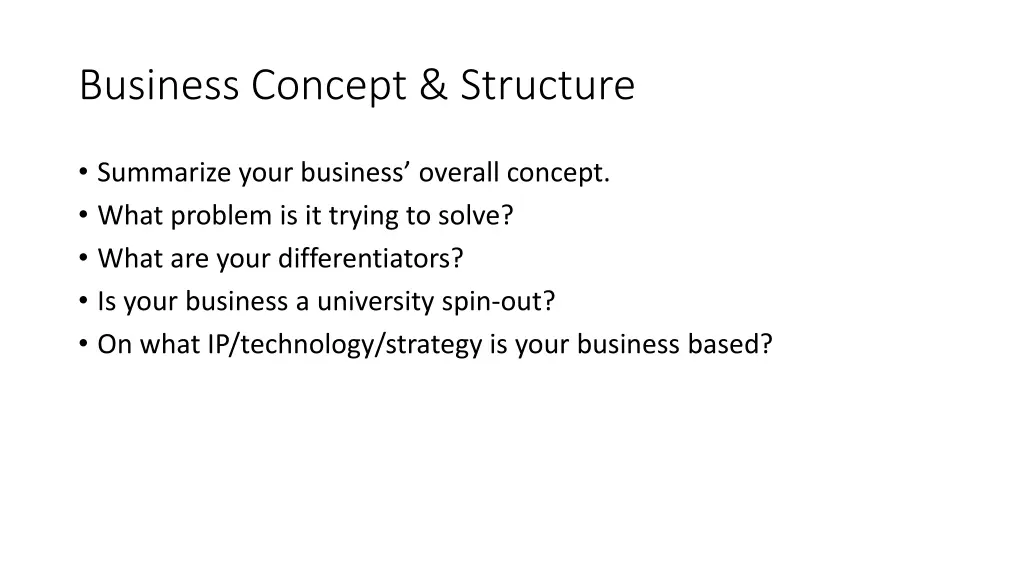 business concept structure