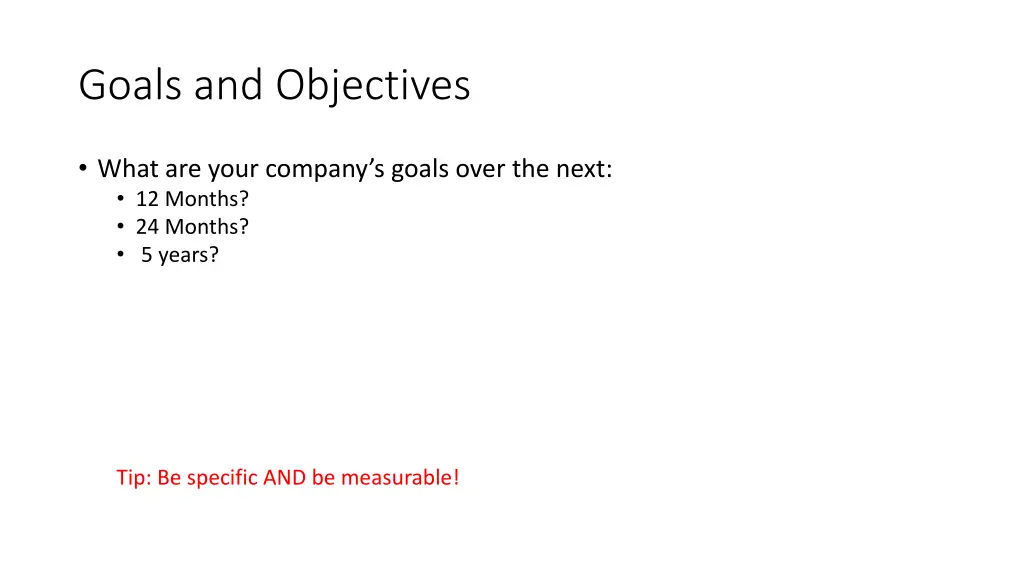 goals and objectives