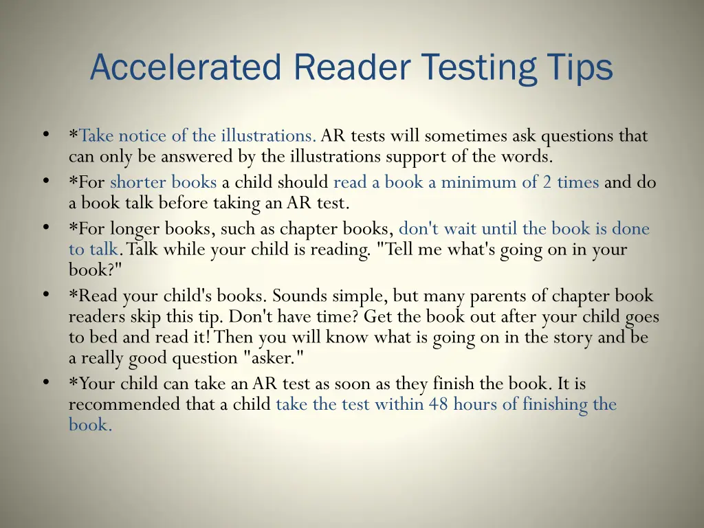 accelerated reader testing tips