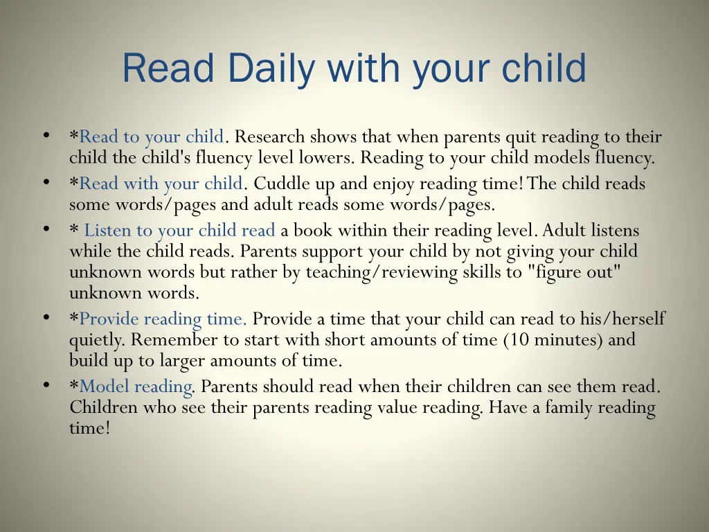 read daily with your child