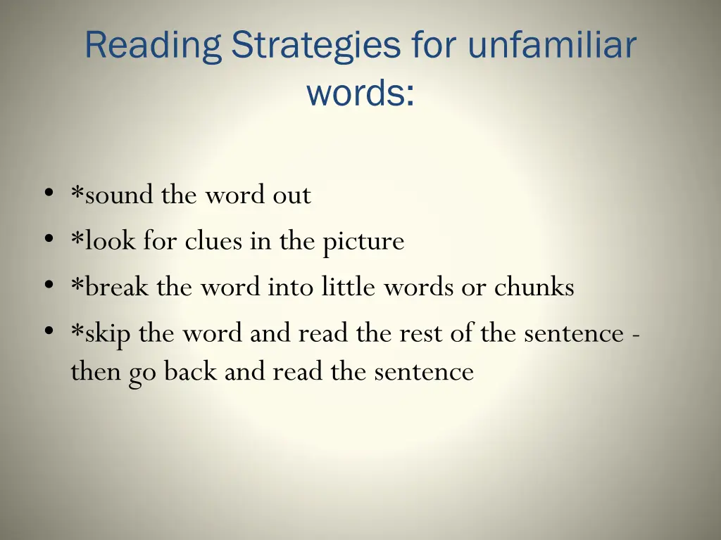 reading strategies for unfamiliar words