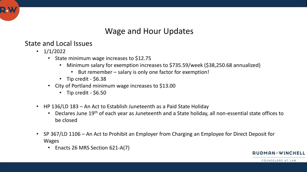 wage and hour updates