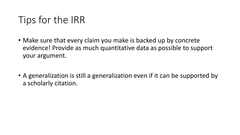 tips for the irr