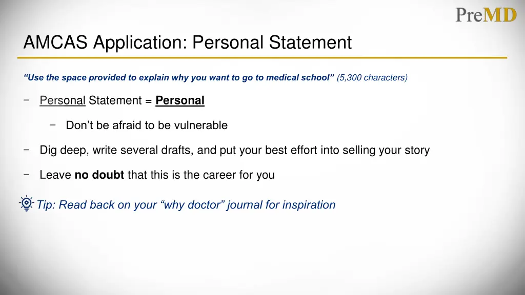 amcas application personal statement