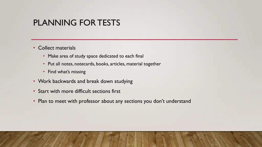 planning for tests