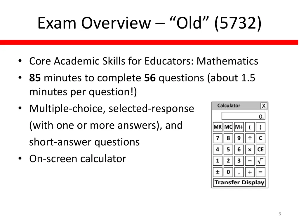 exam overview old 5732