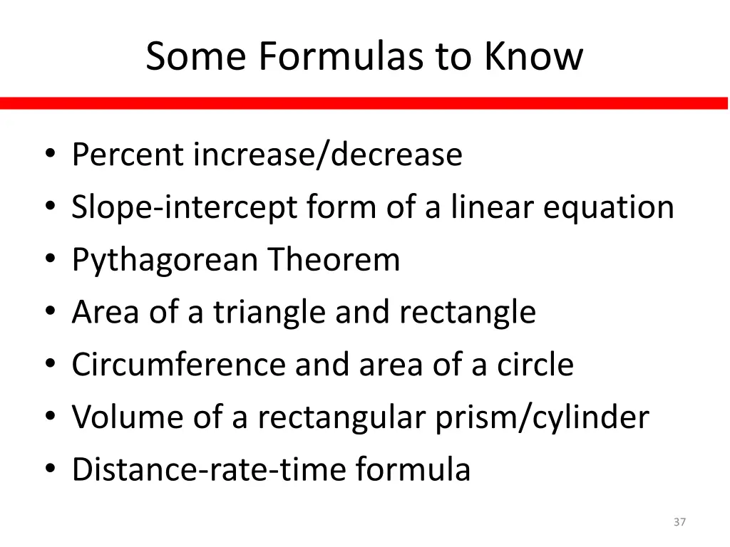 some formulas to know