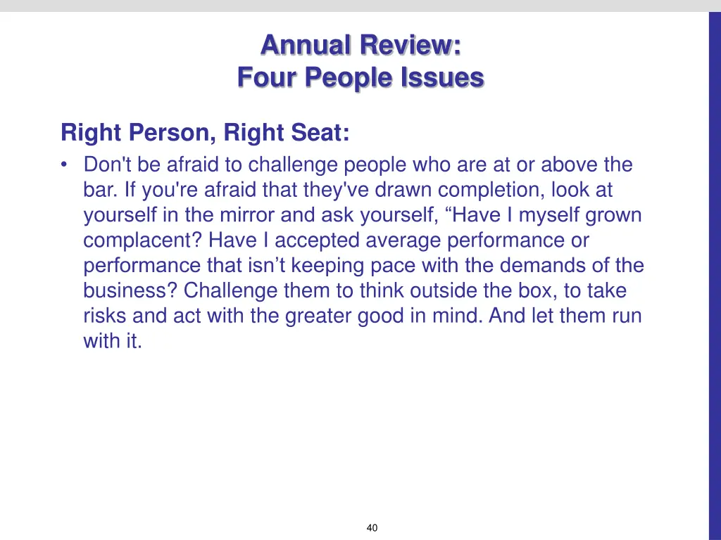 annual review four people issues