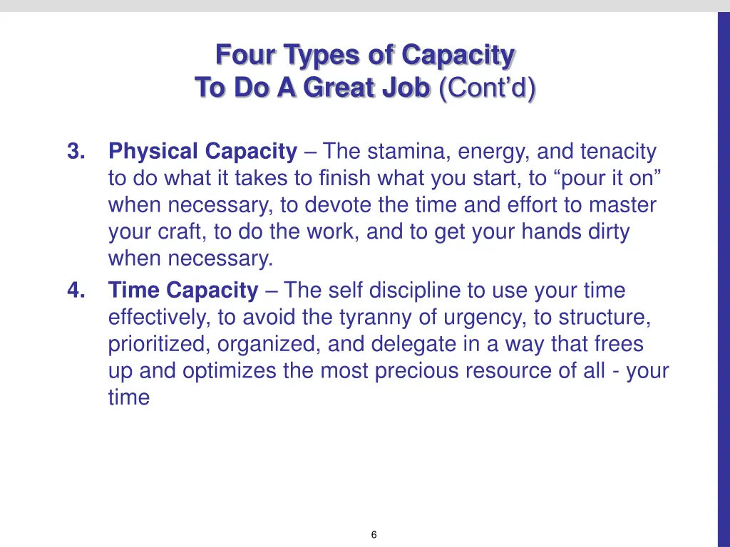 four types of capacity to do a great job cont d