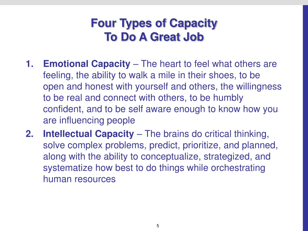 four types of capacity to do a great job