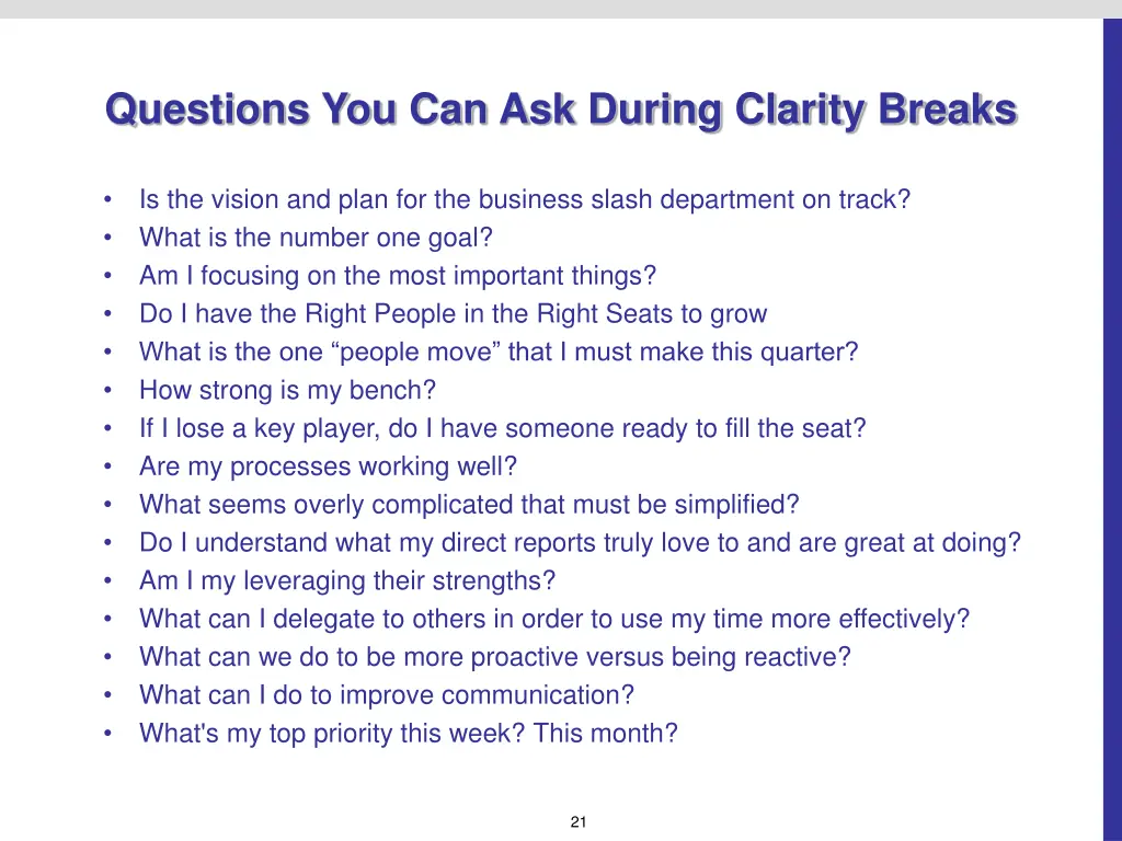 questions you can ask during clarity breaks