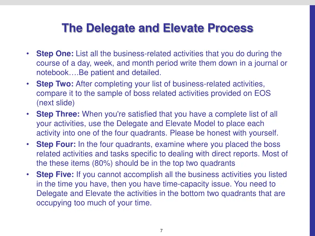 the delegate and elevate process