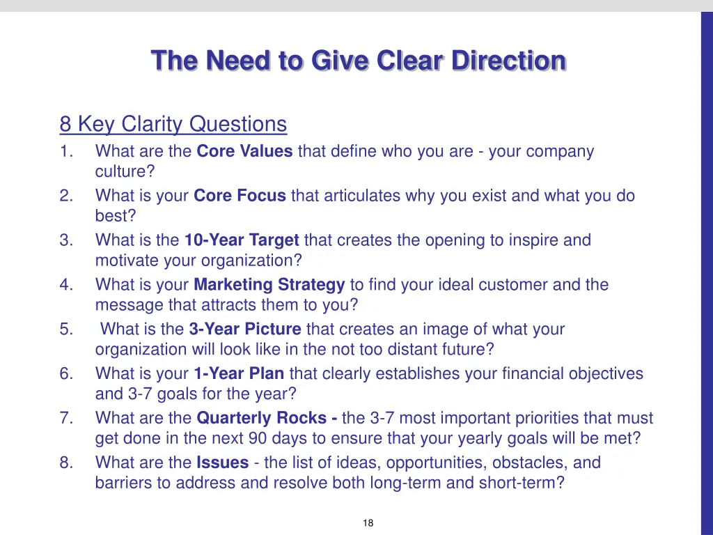 the need to give clear direction