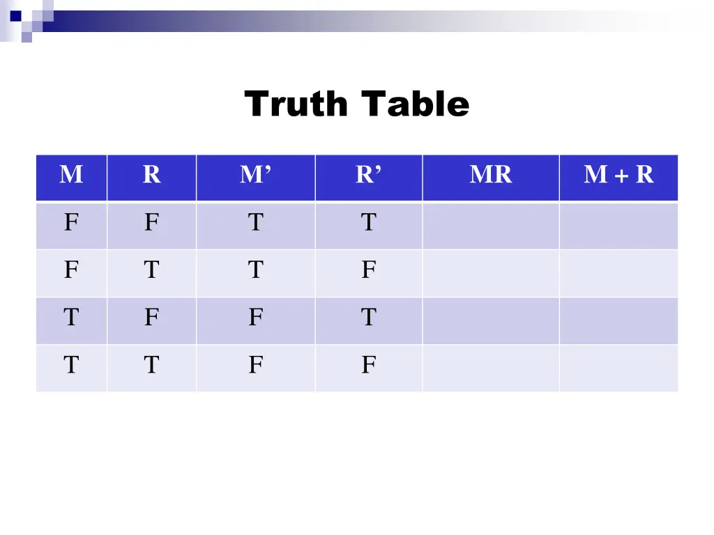 truth table 1