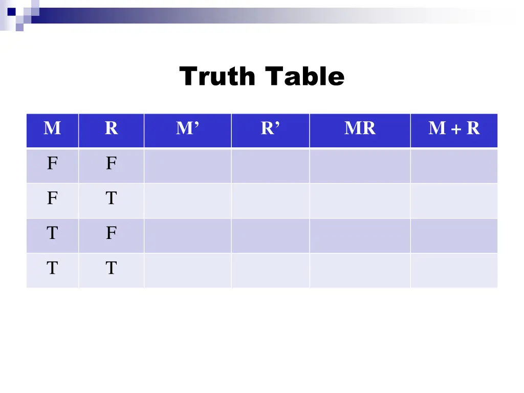 truth table