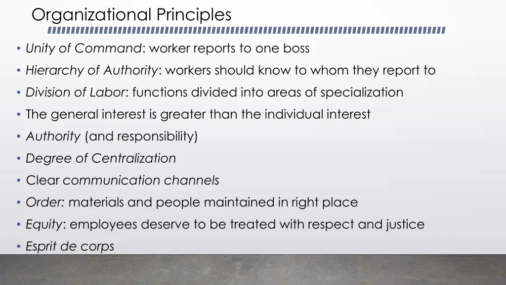 organizational principles