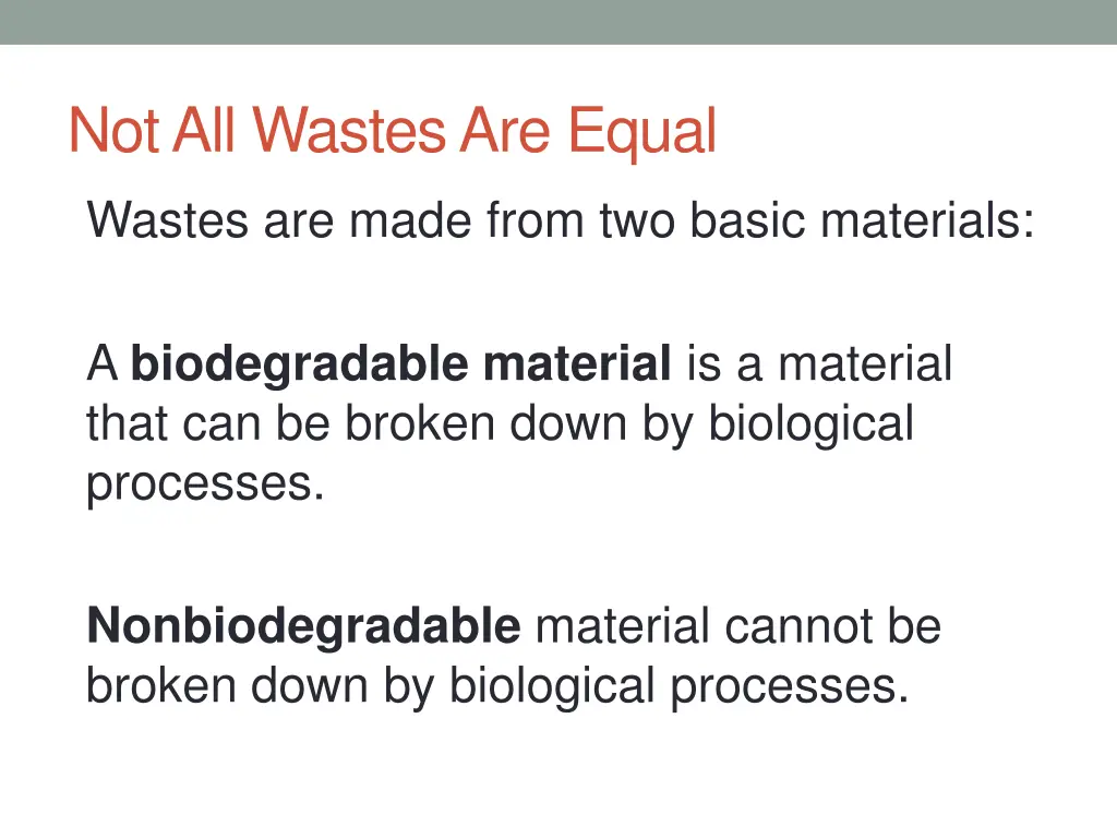 not all wastes are equal