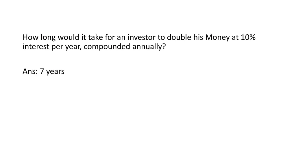 how long would it take for an investor to double