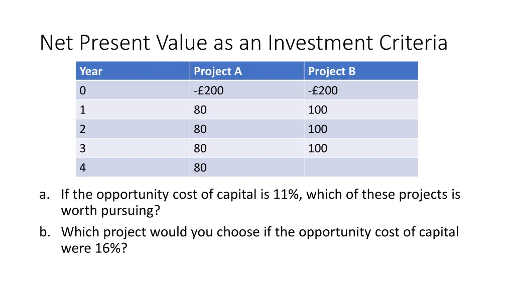 net present value as an investment criteria