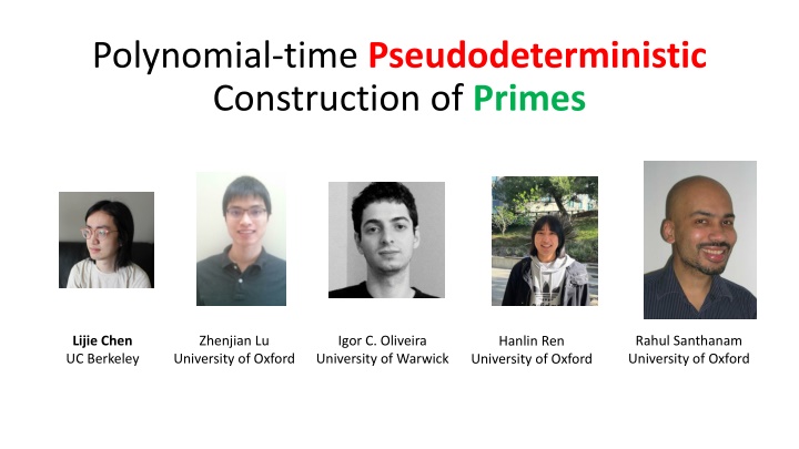 polynomial time pseudodeterministic construction