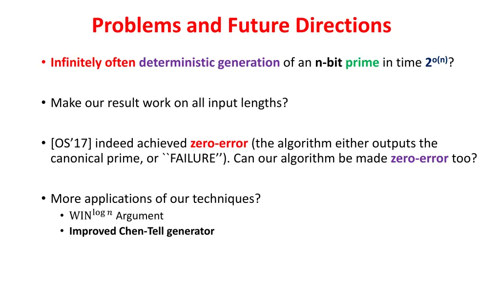 problems and future directions