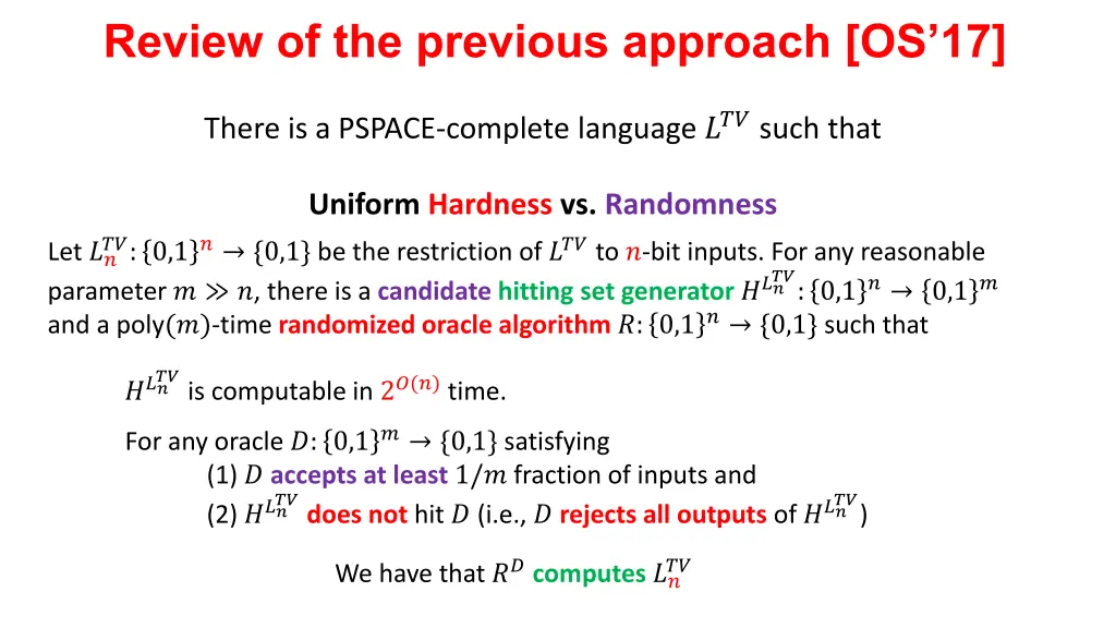 review of the previous approach os 17 1